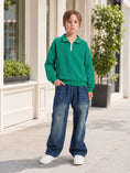 Carica l'immagine nel visualizzatore della galleria, Boys Quarter Zip Pullover, Textured Sweatshirt Long Sleeve
