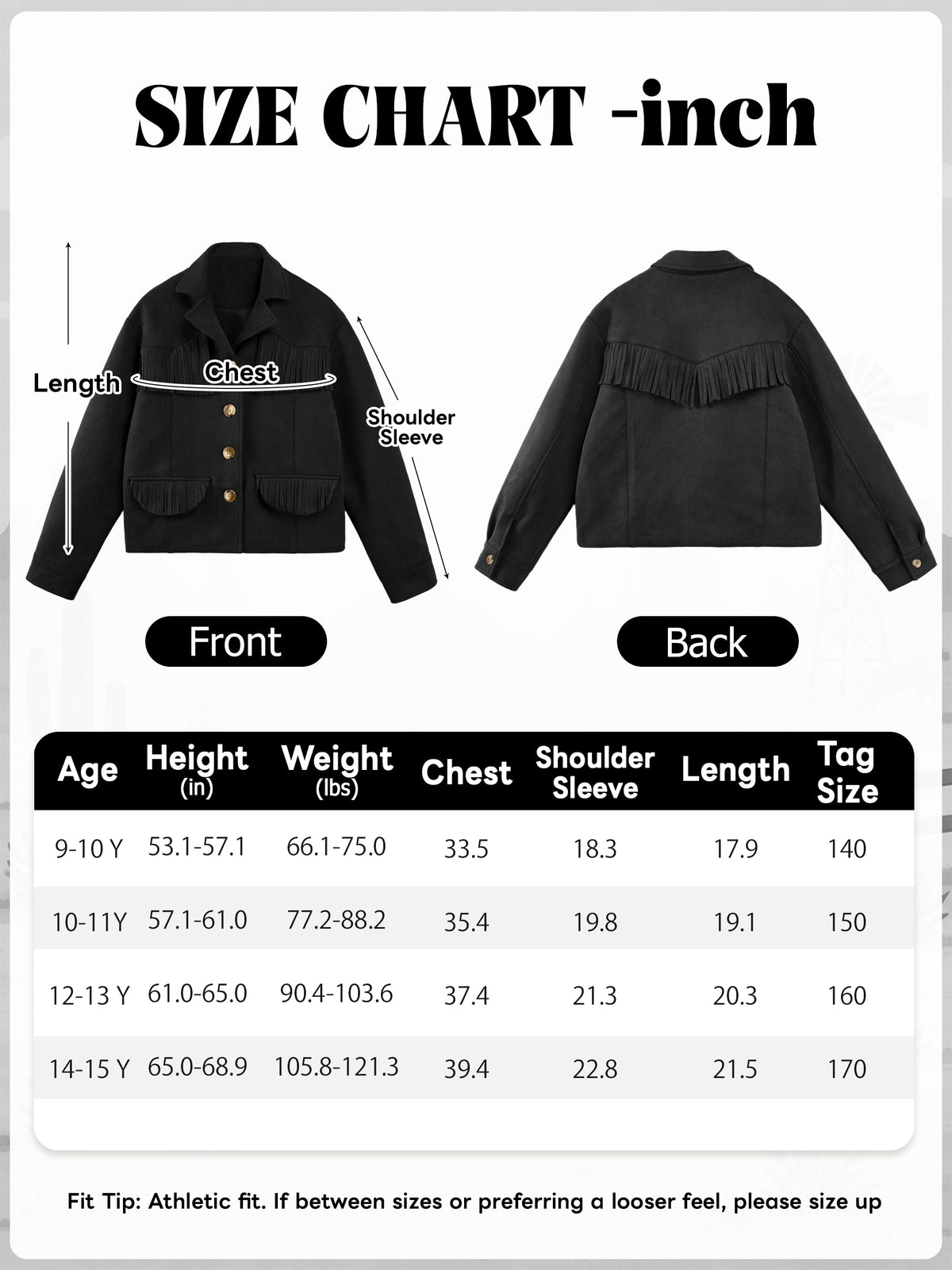 Girls Faux Suede Fringe Jacket Western Cropped Coat