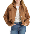 Carica l'immagine nel visualizzatore della galleria, Girls Faux Suede Fringe Jacket Western Cropped Coat
