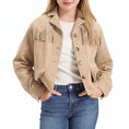 Carica l'immagine nel visualizzatore della galleria, Girls Faux Suede Fringe Jacket Western Cropped Coat
