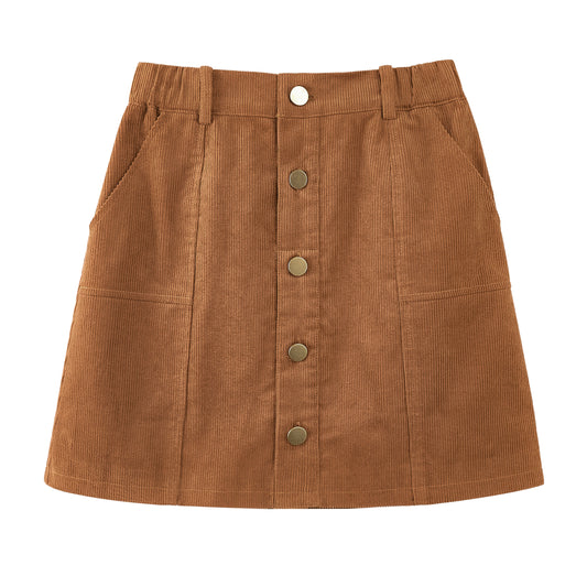 Girls Corduroy Fall Winter A-Line Mini Skirt