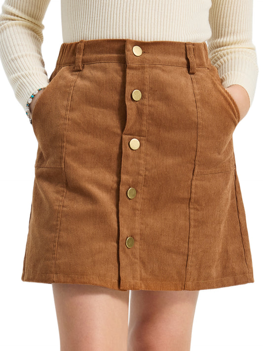 Girls Corduroy Fall Winter A-Line Mini Skirt