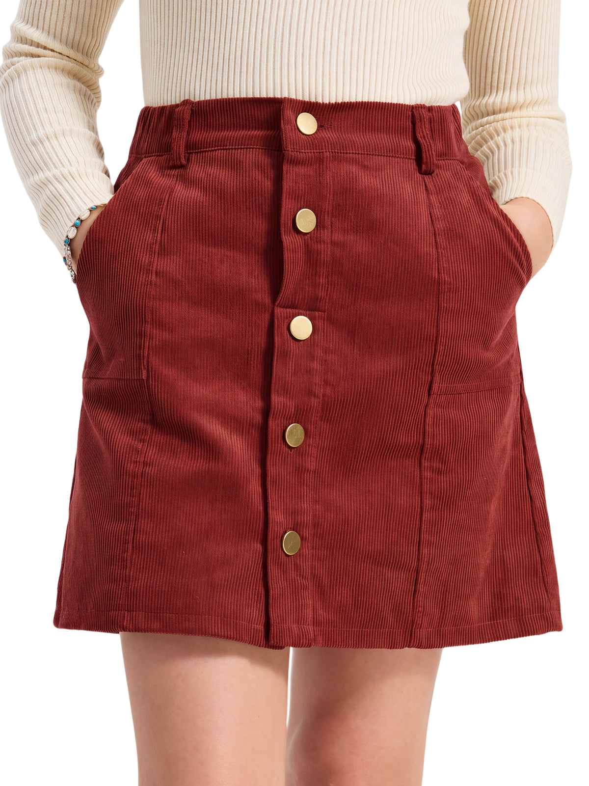 Girls Corduroy Fall Winter A-Line Mini Skirt