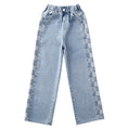 Load image into Gallery viewer, Girl's Plaidside Wide Leg Denim Trousers
