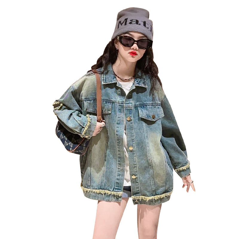 Girls Fall Outwear Button Down Denim Trucker Jacket