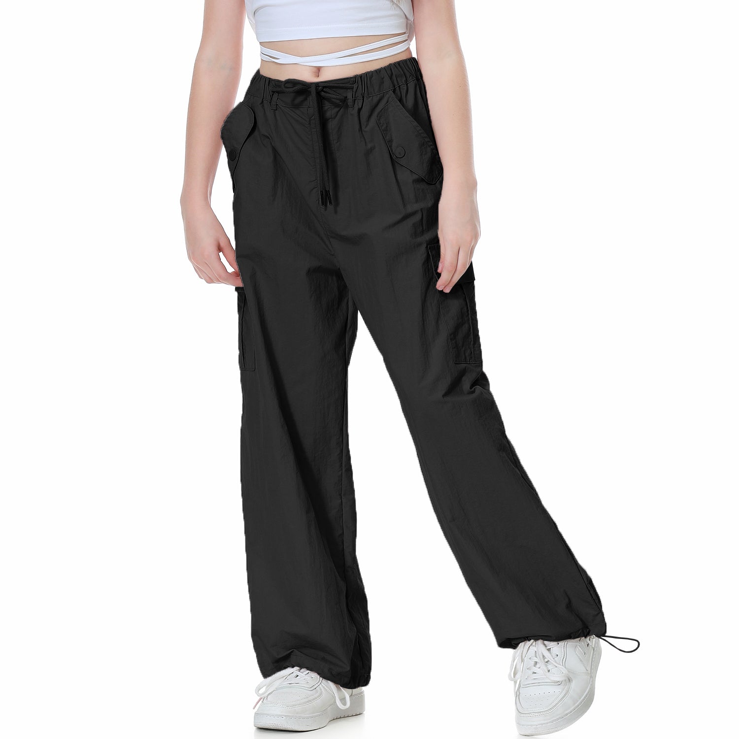 Girl's Baggy Cargo Parachute Trousers