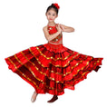 Load image into Gallery viewer, Girls Spanish Flamenco Skirt Gypsy Belly Dancer Performance Costume Set
