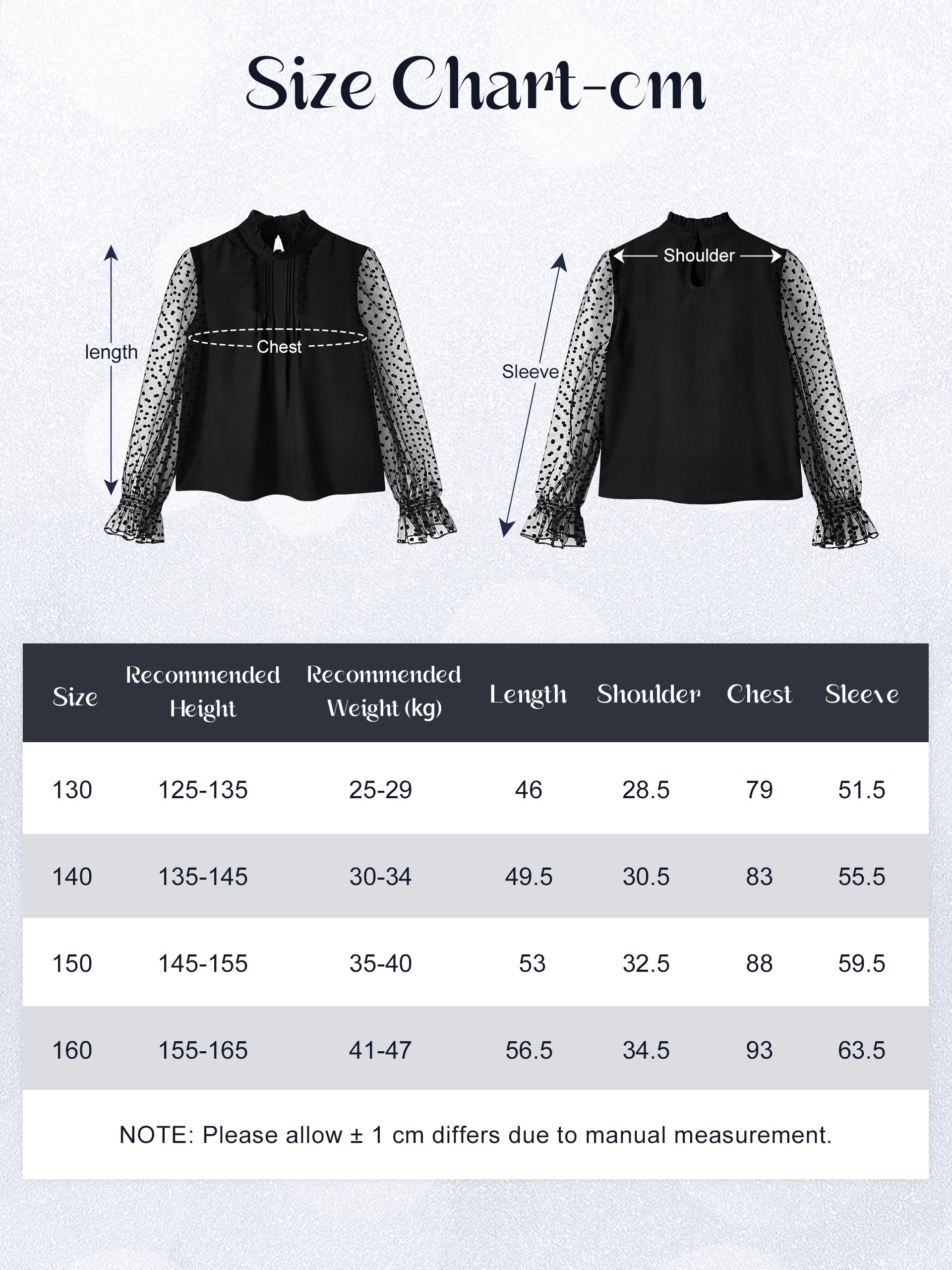 Girls Long Sleeve Shirts Chiffon Blouses with Polka Dot