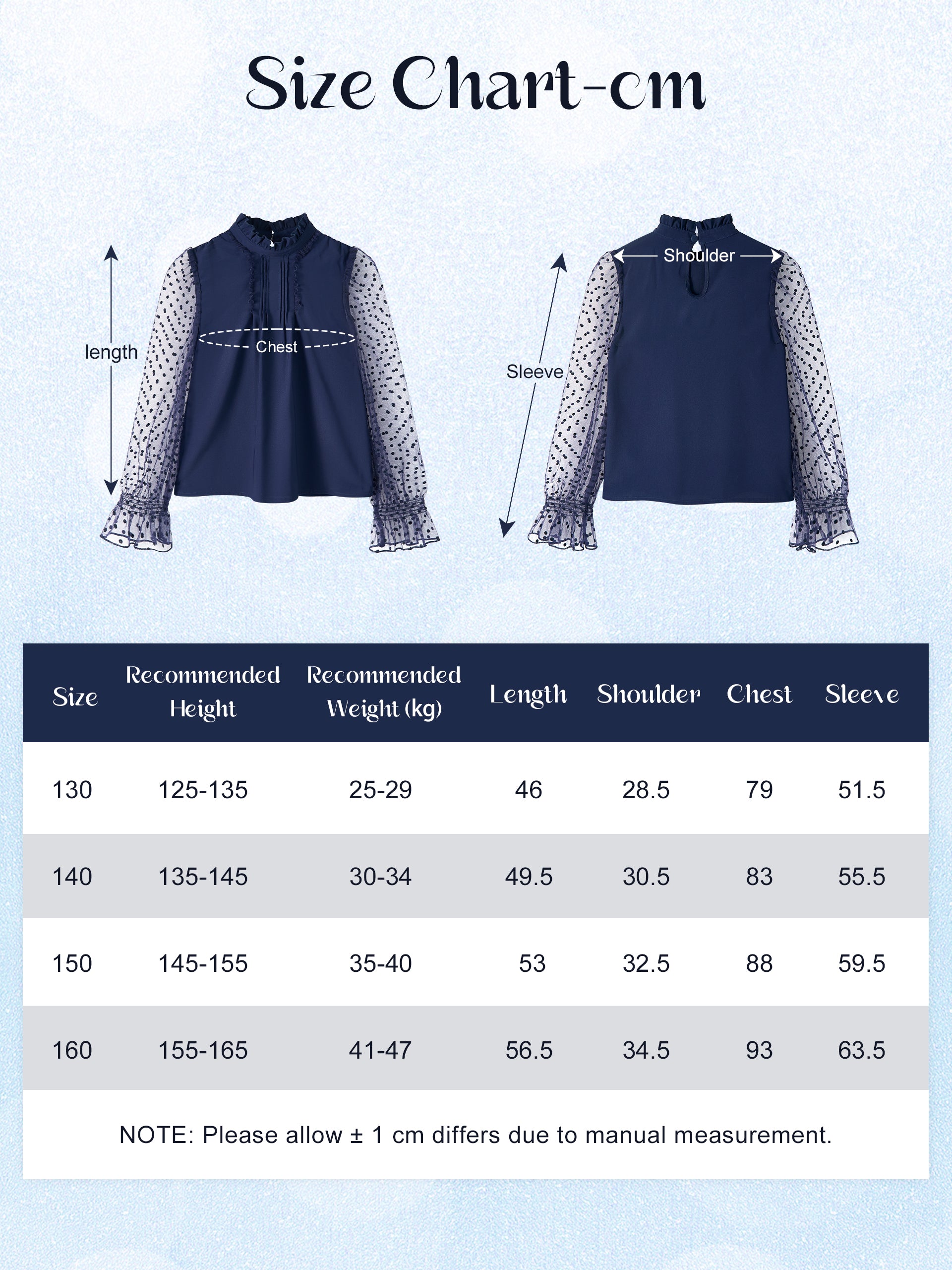 Girls Long Sleeve Shirts Chiffon Blouses with Polka Dot