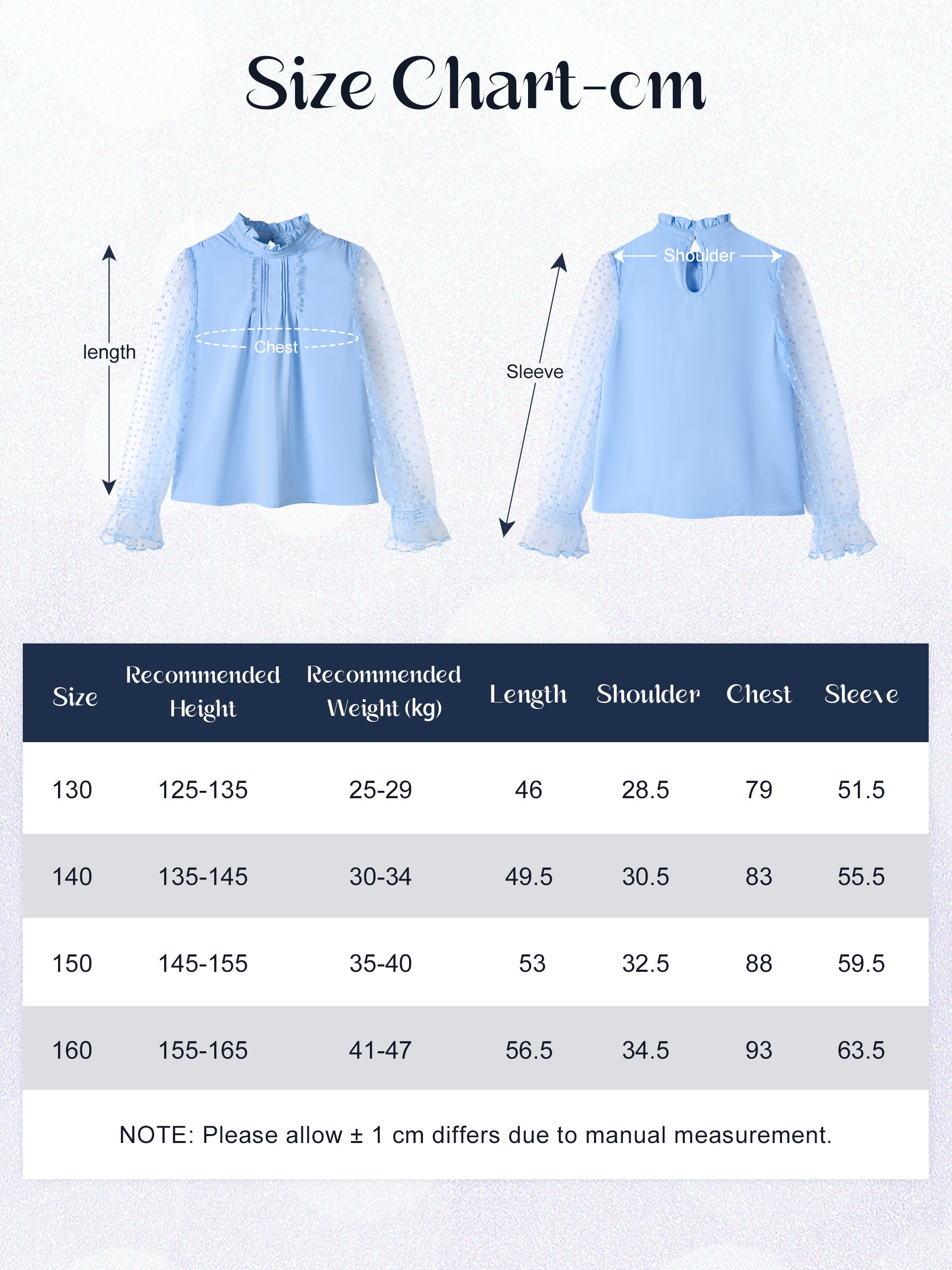 Girls Long Sleeve Shirts Chiffon Blouses with Polka Dot
