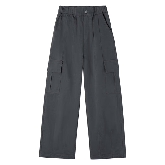 Pantaloni cargo da ragazza con vita elasticizzata e multitasche