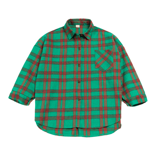 Camicia classica a quadri scozzese con bottoni da ragazza 