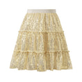 Load image into Gallery viewer, Rolanko Girls Sequin Sparkly Elastic Waist Summer Pleated Tulle Flowy Ruffle Skirts
