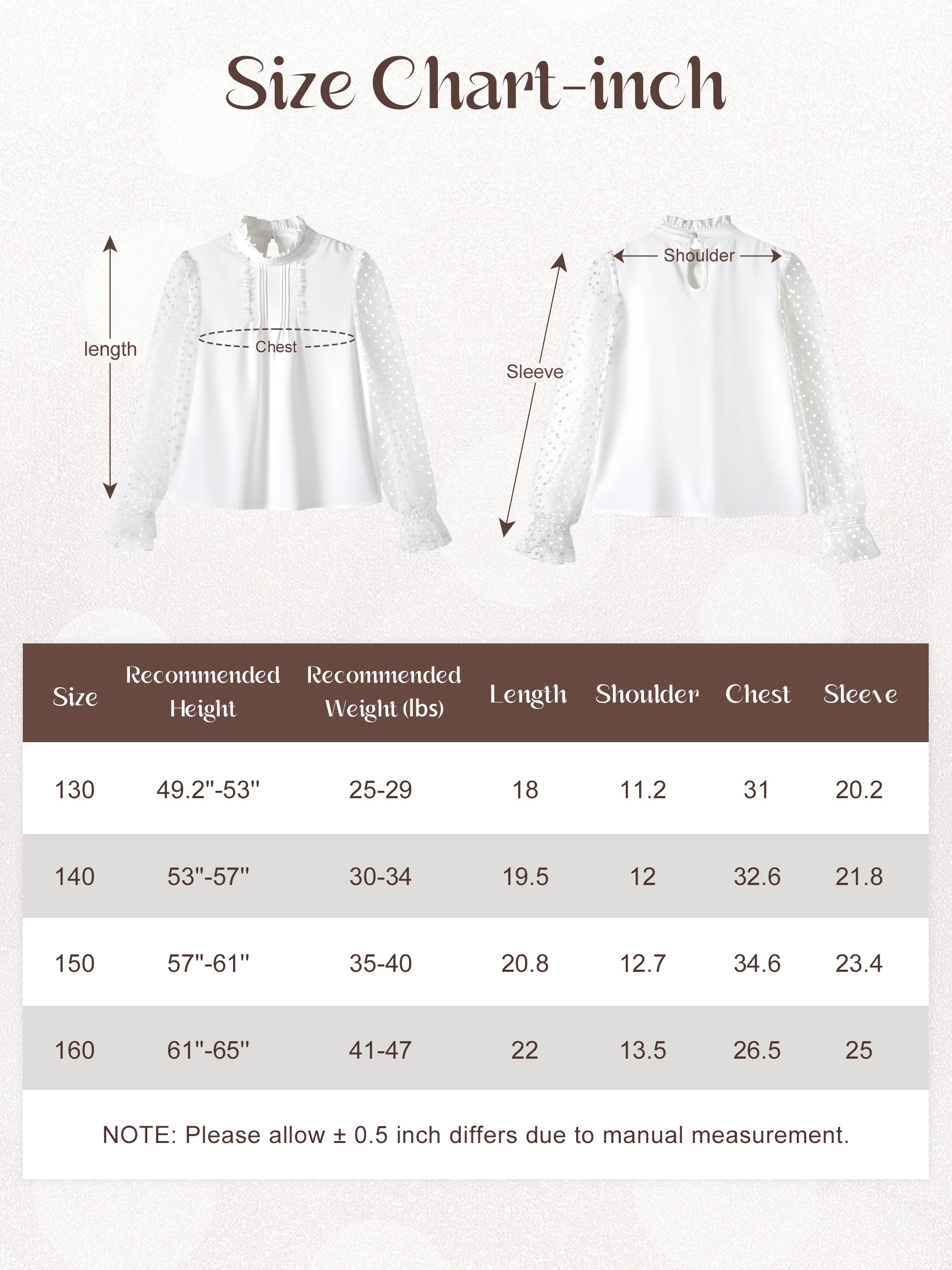 Girls Long Sleeve Shirts Chiffon Blouses with Polka Dot