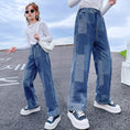 Load image into Gallery viewer, Girl's Elastic Waist Denim Wide Leg Baggy Jeans Pants
