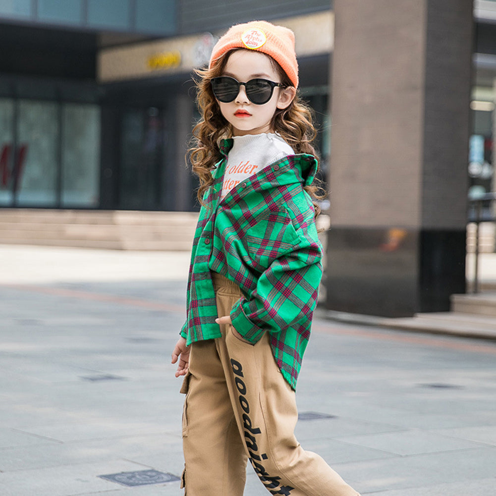 Girl's Button Plaid Classic Checkered Shirt