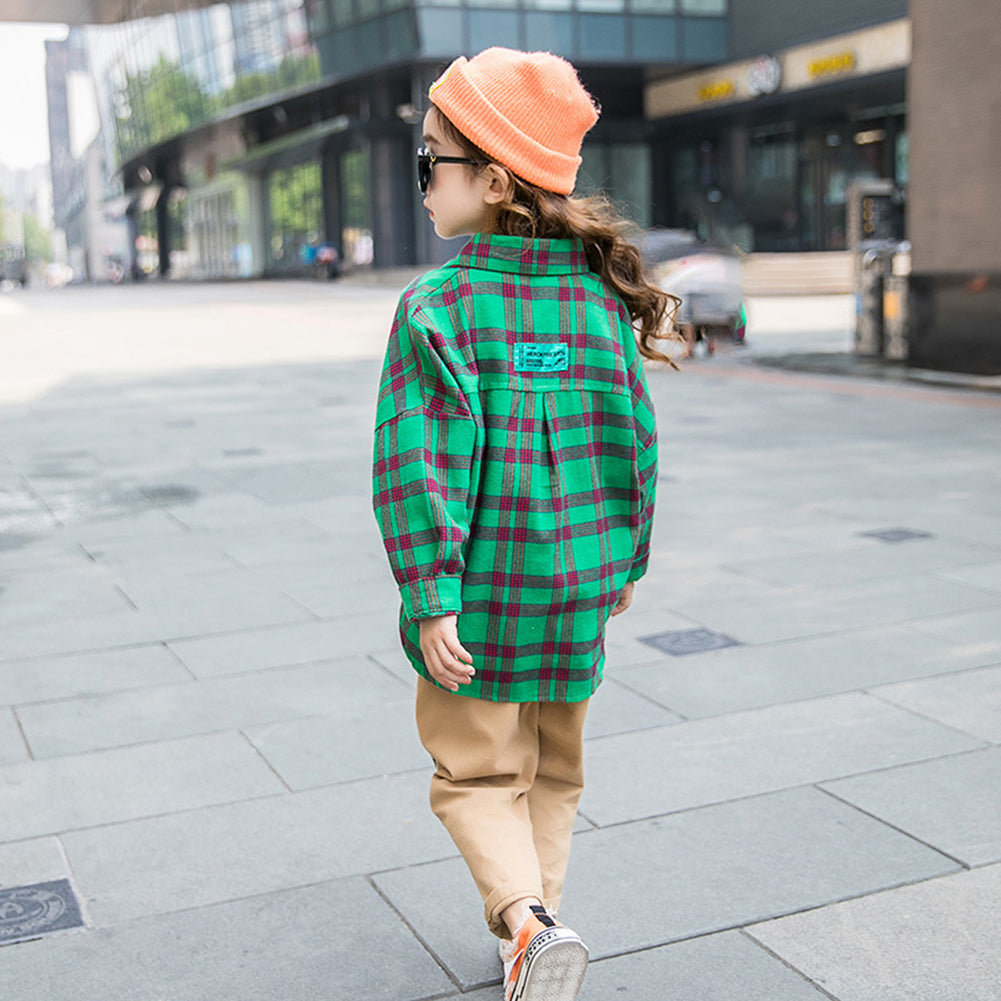 Girl's Button Plaid Classic Checkered Shirt