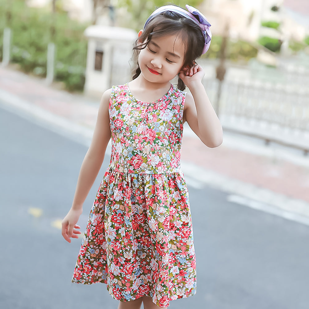 Girl‘s Toddler Cotton Sleeveless Floral Sundress