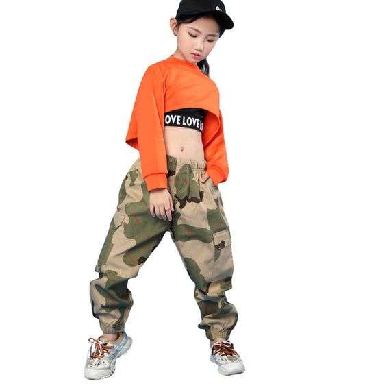 Pantaloni cargo elasticizzati di colore mimetico da ragazza 