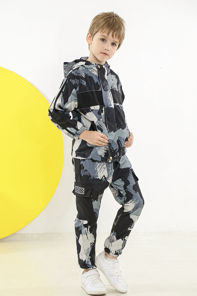 Tuta da ragazzo con cappuccio, giacca, camicia, pantaloni da jogging, 2 pezzi 