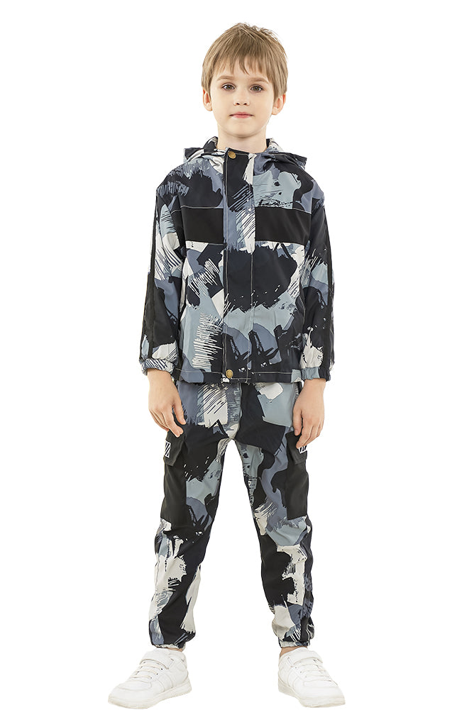 Tuta da ragazzo con cappuccio, giacca, camicia, pantaloni da jogging, 2 pezzi 
