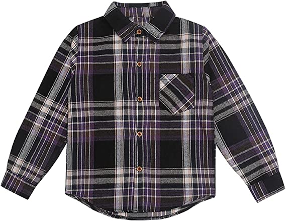 Boy's Plaid Button Down Shirt Long Sleeve Kids Clothes