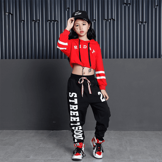 Girl's 2pcs Casual Dance Team Top Sweatsuit