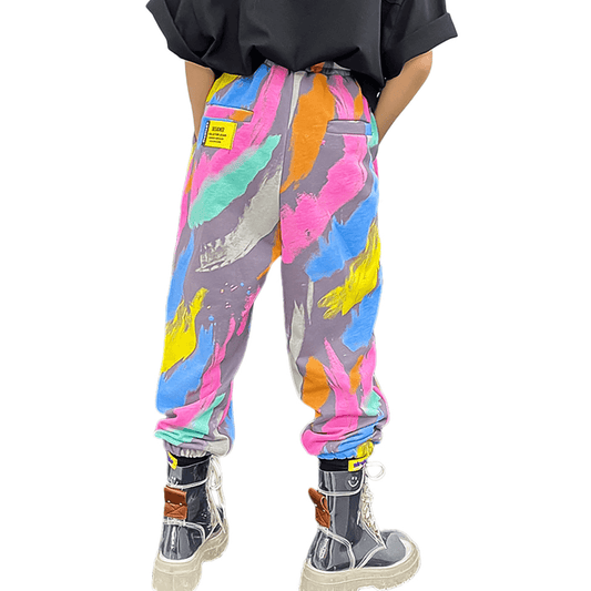 Pantaloni in denim da felpa casual da strada con design artistico da ragazza 