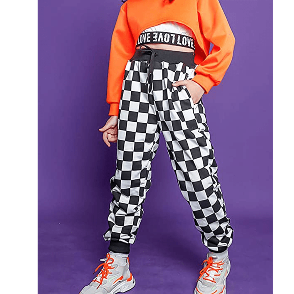 Girl's Classic Plaid Outdoor Exercise Trousers Jogger Sweatpants