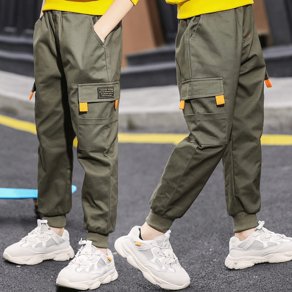 Boy's Elastic Waist Hiking Baggy Cargo Pants