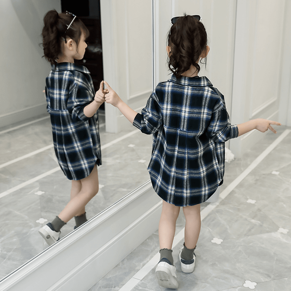 Girl's Classic Colorful Button Colorful Plaid Shirt