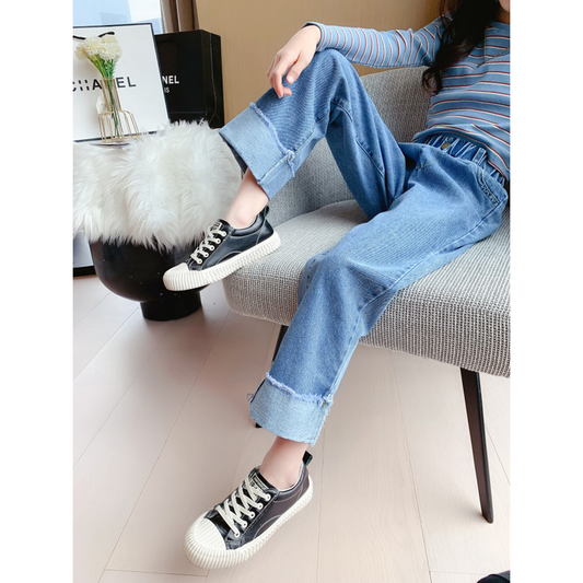 Pantaloni in denim jeans elasticizzati in vita da ragazza 