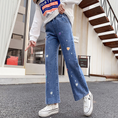 Load image into Gallery viewer, Girl’s Outdoor Heart Elastic Waist Jeans Denim Pants
