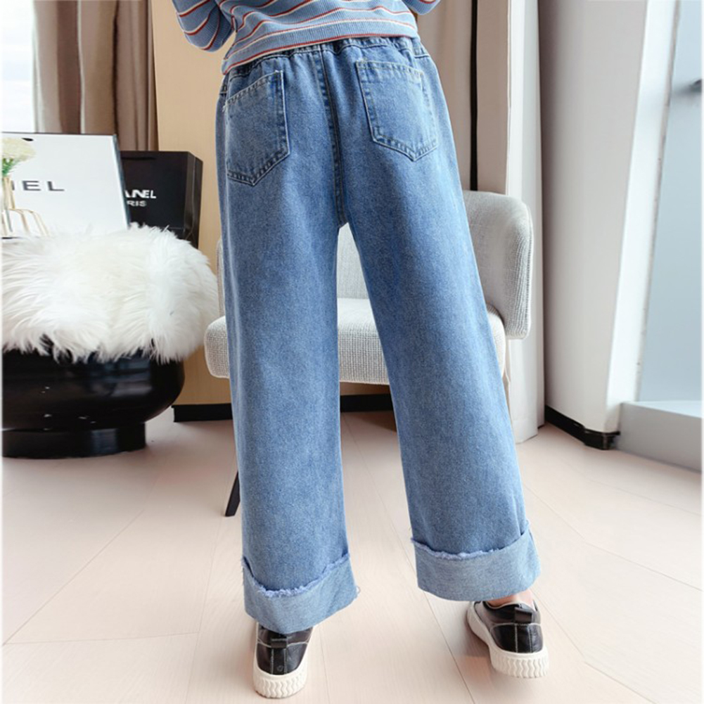 Girl’s Cozy Elastic Waist Jeans Denim Pants