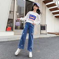 Load image into Gallery viewer, Girl’s Outdoor Heart Elastic Waist Jeans Denim Pants
