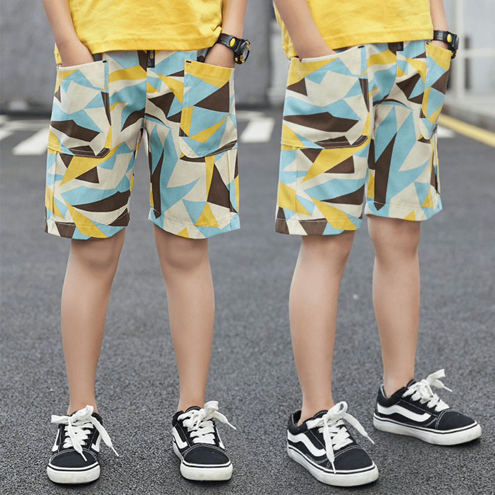 Boy's Summer Elastic  Casual Jogger Outdoor Cargo Shorts