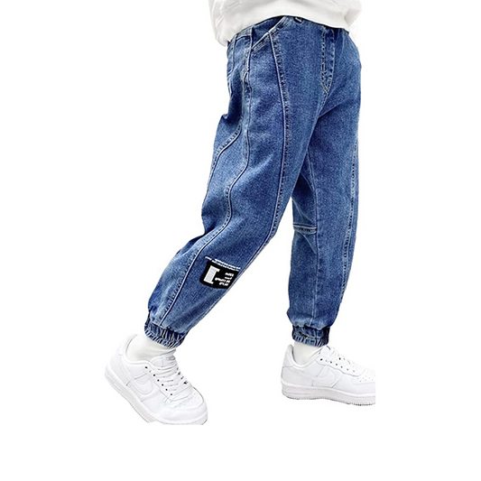 Jeans larghi elastici da ragazzo Pantaloni in denim larghi elasticizzati dalla vestibilità dritta 