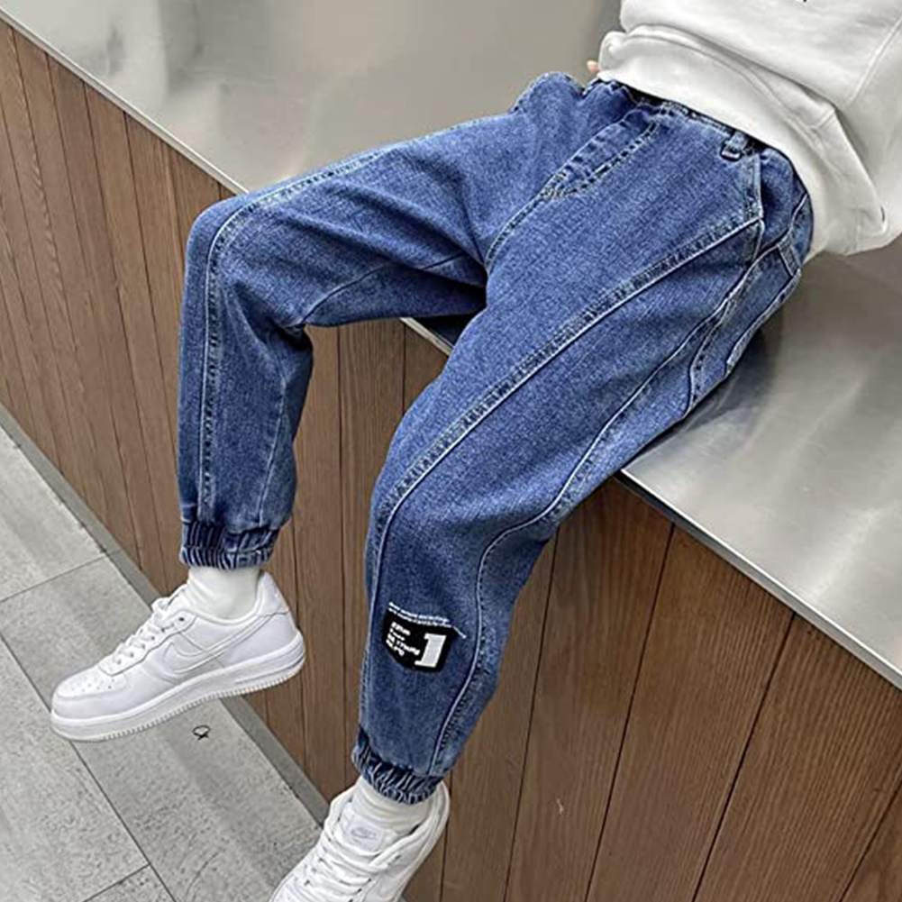 Boy‘s Elastic Baggy Jeans Straight fit Stretch Loose Denim Pants