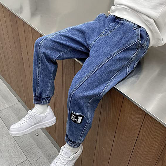 Jeans larghi elastici da ragazzo Pantaloni in denim larghi elasticizzati dalla vestibilità dritta 
