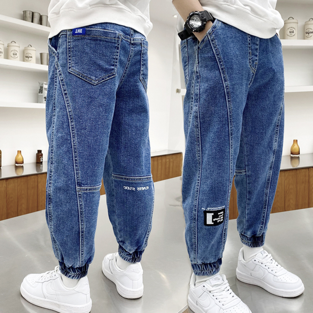 Boy‘s Elastic Baggy Jeans Straight fit Stretch Loose Denim Pants