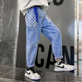 Load image into Gallery viewer, Boy‘s Blue Stylish Elastic Baggy Jeans Pants
