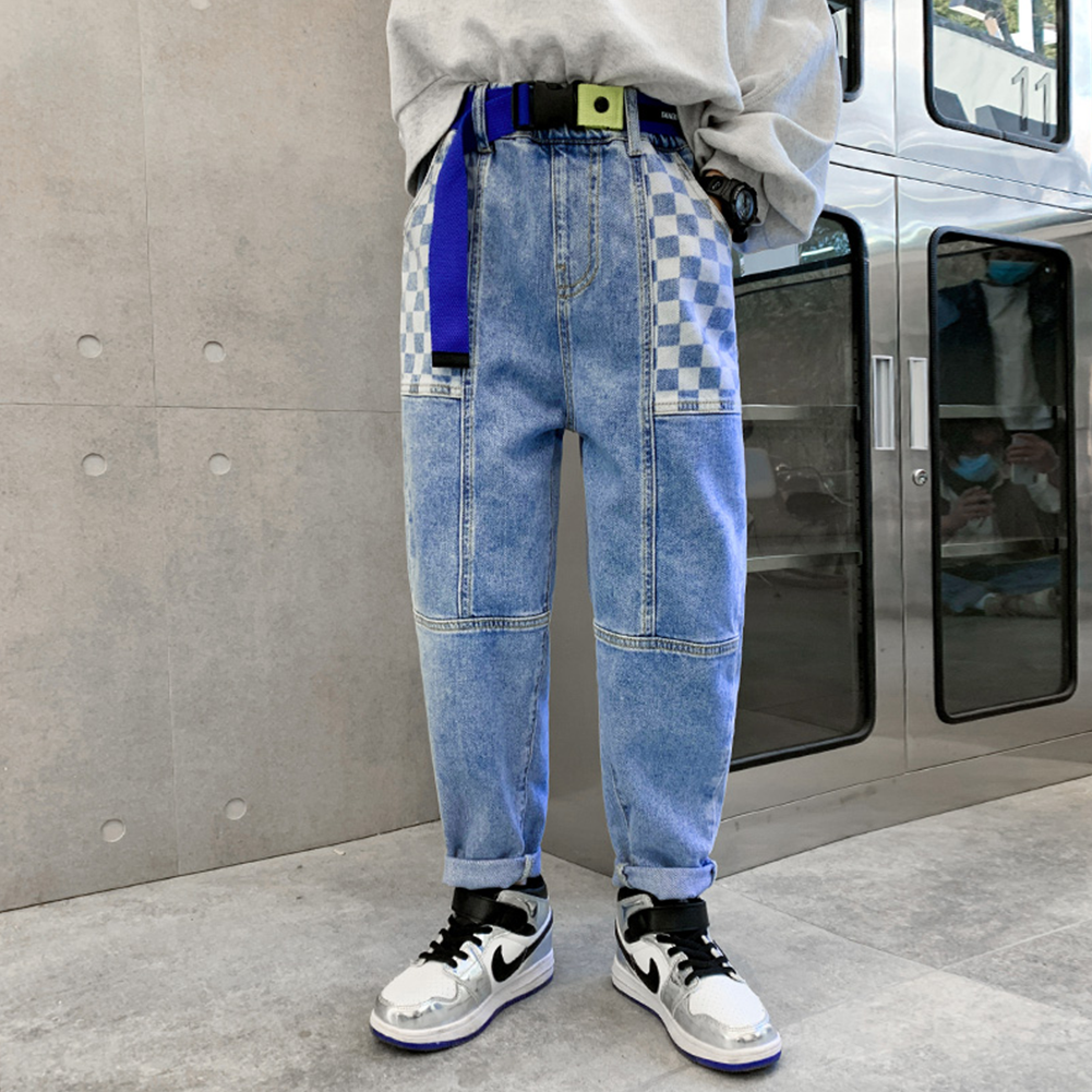 Boy‘s Blue Stylish Elastic Baggy Jeans Pants