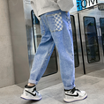 Load image into Gallery viewer, Boy‘s Blue Stylish Elastic Baggy Jeans Pants
