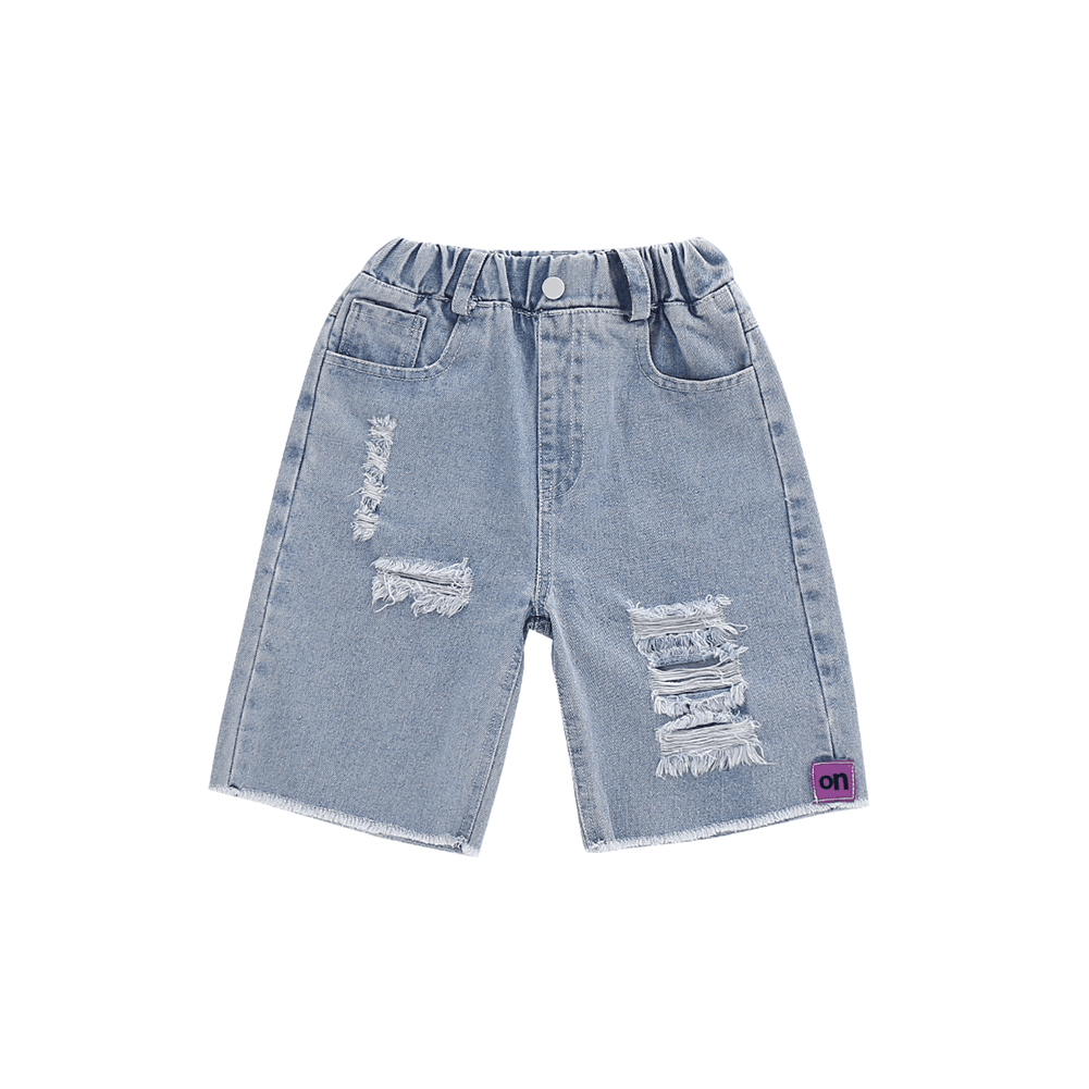 Girl's Cozy Summer Beach Elastic Waist Denim Shorts