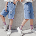 Load image into Gallery viewer, Girl's Cozy Summer Beach Elastic Waist Denim Shorts
