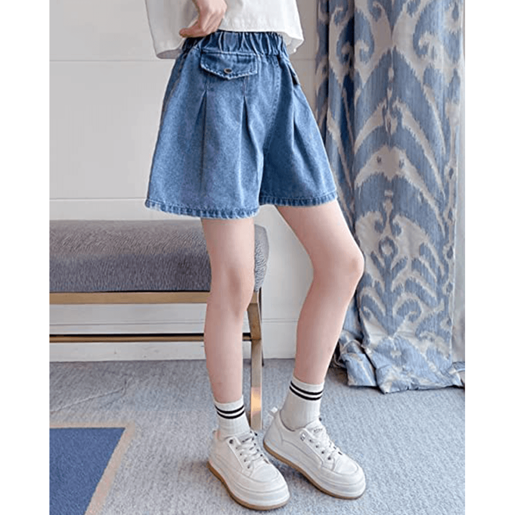 Girl's Cozy Summer Beach Elastic Waist Denim Shorts