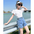 Load image into Gallery viewer, Girl's Summer Outdoor Elastic Waist Jeans Shorts
