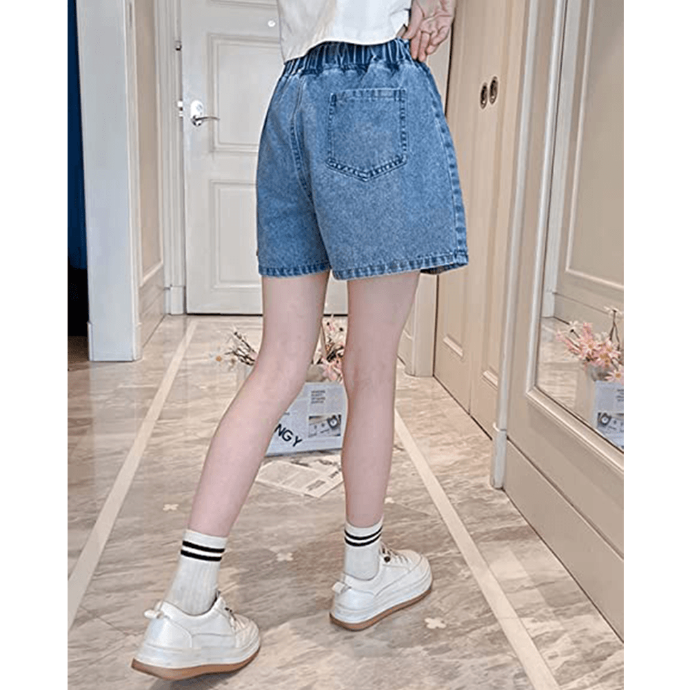 Girl's Cozy Summer Beach Elastic Waist Denim Shorts