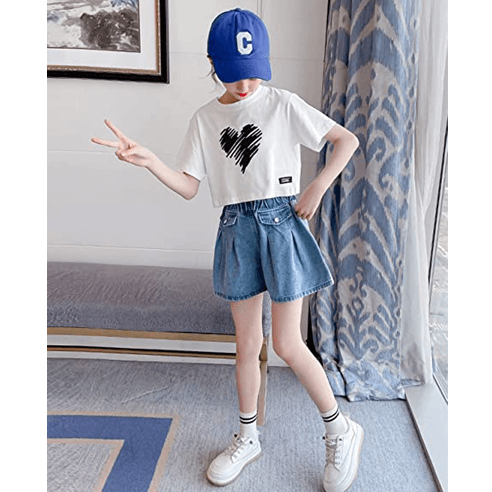 Girl's Cozy Summer Beach Elastic Waist Denim Shorts