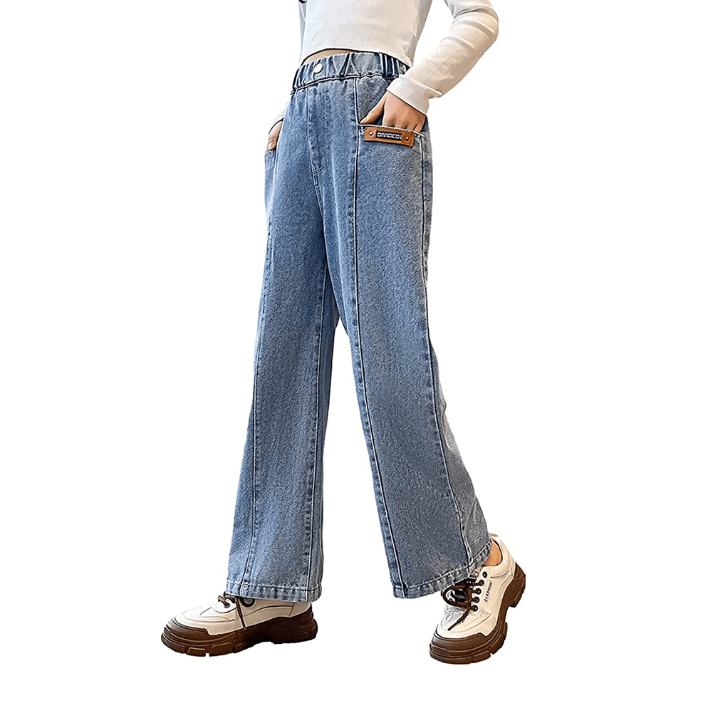 Girl's Fashionable Wide Leg Denim Trousers